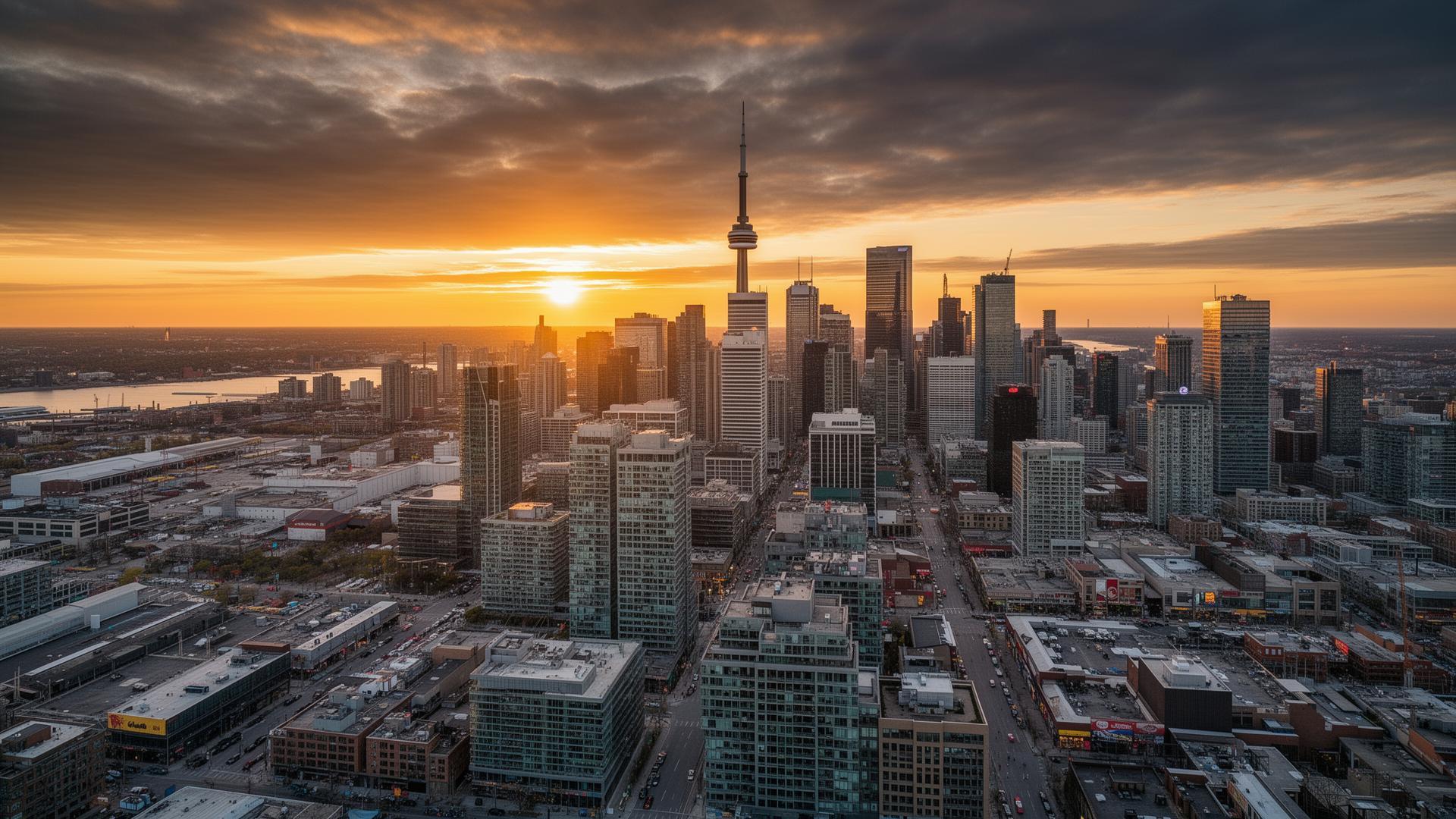Downtown Toronto skyline sunset